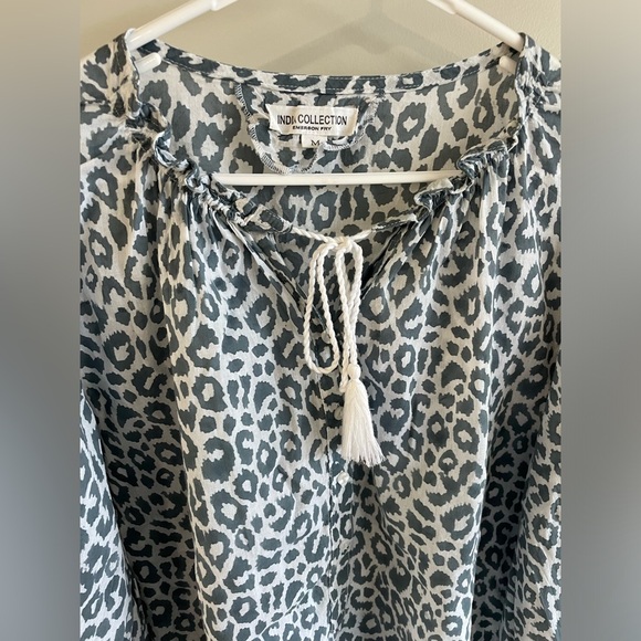 Emerson Fry India Collection Bardot Top - Charcoal Leopard - Size Medium - Picture 8 of 12
